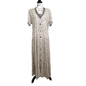 Vintage Floral Button-Down Maxi Dress